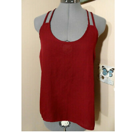 RUE21 Caged back Tank top S Wine Red Scoop neck Sexy blouse - Picture 2 of 5